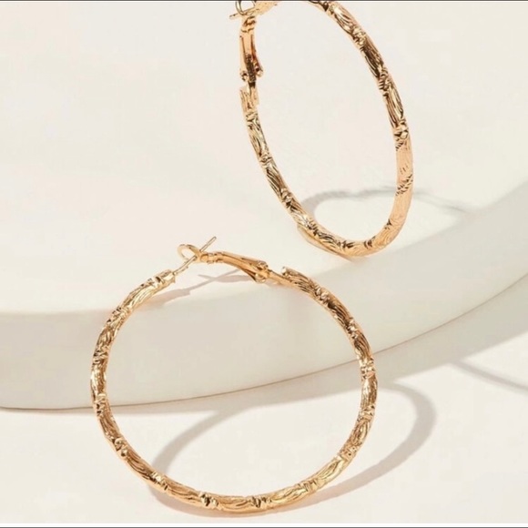 Jewelry - Gold 4/$25 Textured Hoop Earrings